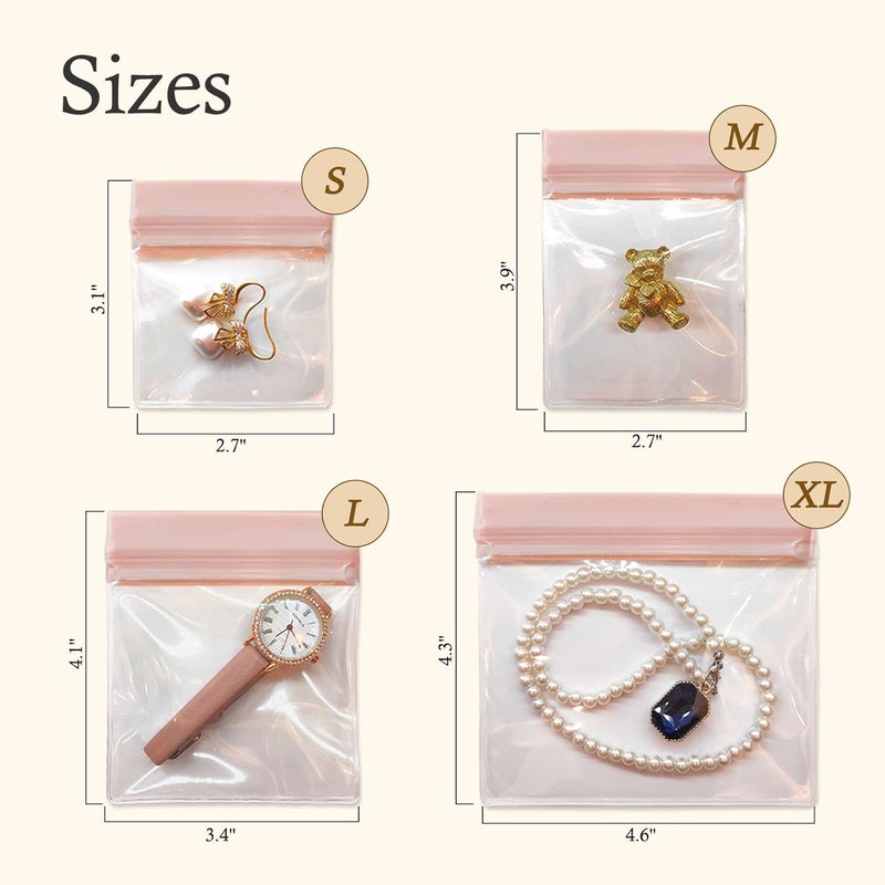 Qryval 30 PCS Clear Plastic EVA Anti Tarnish Jewelry Storage Bags, Zip Ziplock Jewelry Pouches for Selling & Gift, Little Mini Travel Organizer for Ring Earing Chain Bracelet (M) - Image 2